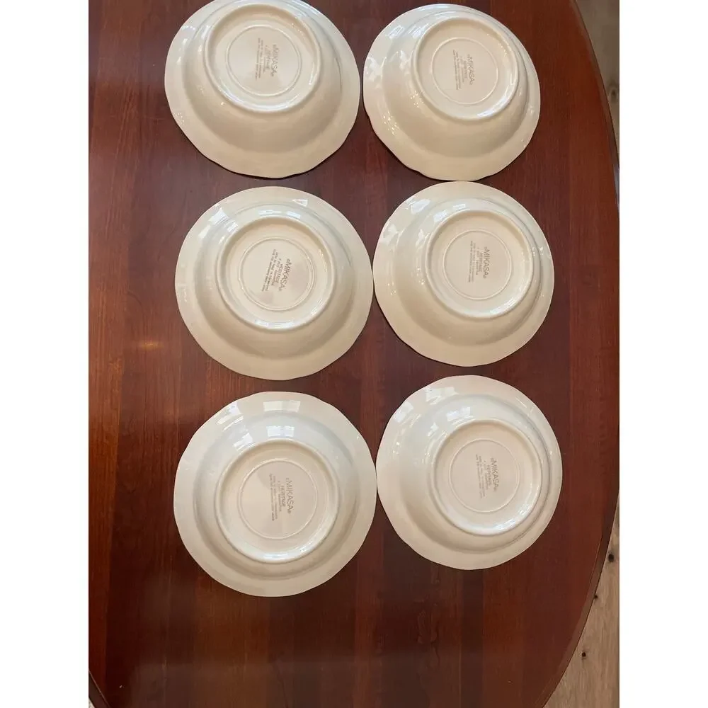 Mikasa Heritage Samantha F2017 Wildflower Floral Soup Pasta Bowls 8.5” Set of 6
